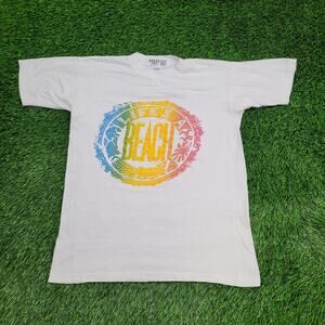 Vintage 90s Colorful Beach Shirt Women Large 20x25 Summer USA